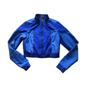 Gymshark Blue Turbo Track Jacket Cropped Zip Up Athleisure Women's Size Small